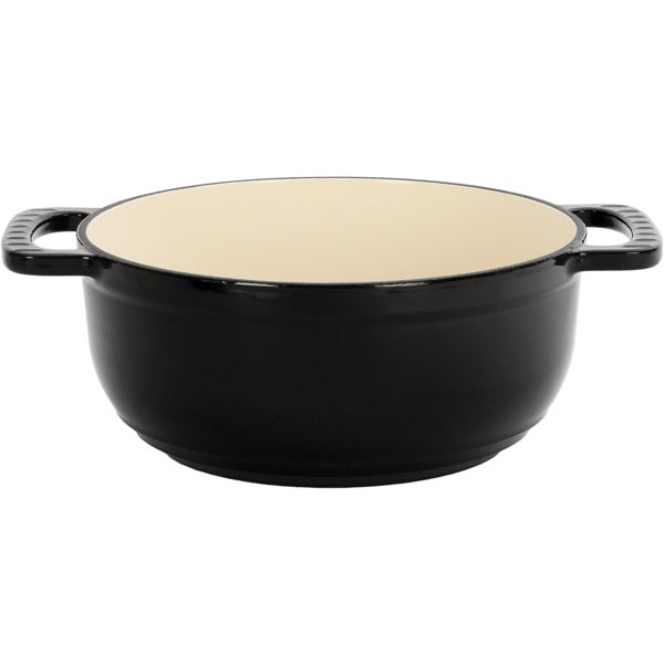 6QT Cast Iron Dutch Oven With Lid - Black Enamel Cooking Pot For Stovetop, Oven, Camping - Includes 2 Silicone Heat-Resistant Gloves