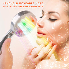 1Pc LED Shower Head Handheld Color-Changing Automatically Hydropower Without Batteries