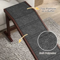 PawHut Dog Ramp For Bed, Pet Ramp For Dogs With Non-Slip Carpet And Top Platform, Brown