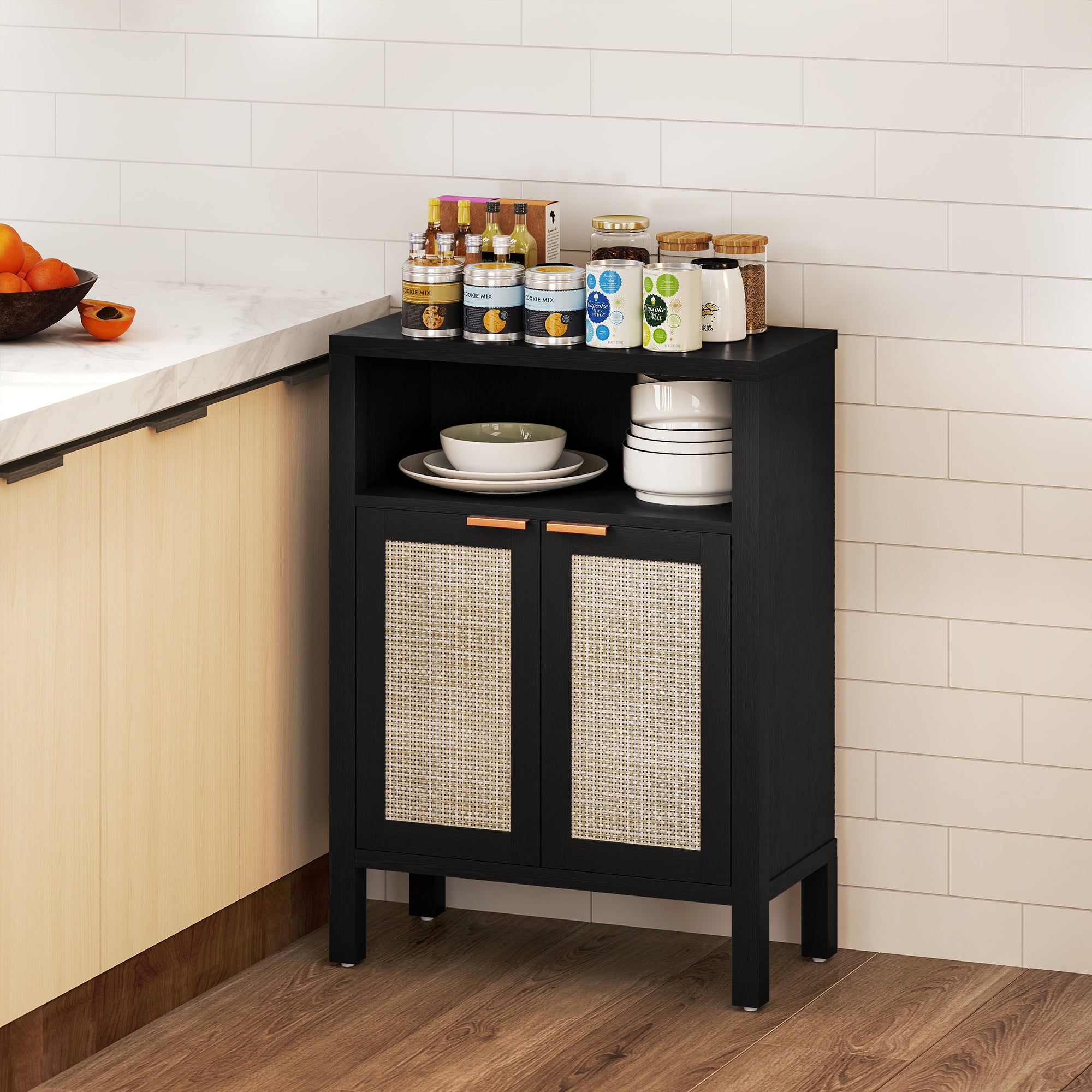 Sideboard Buffet Cabinet with Storage, Modern Accent Cabinet with Adjustable Shelf, Coffee Bar Cabinet, Distressed Black
