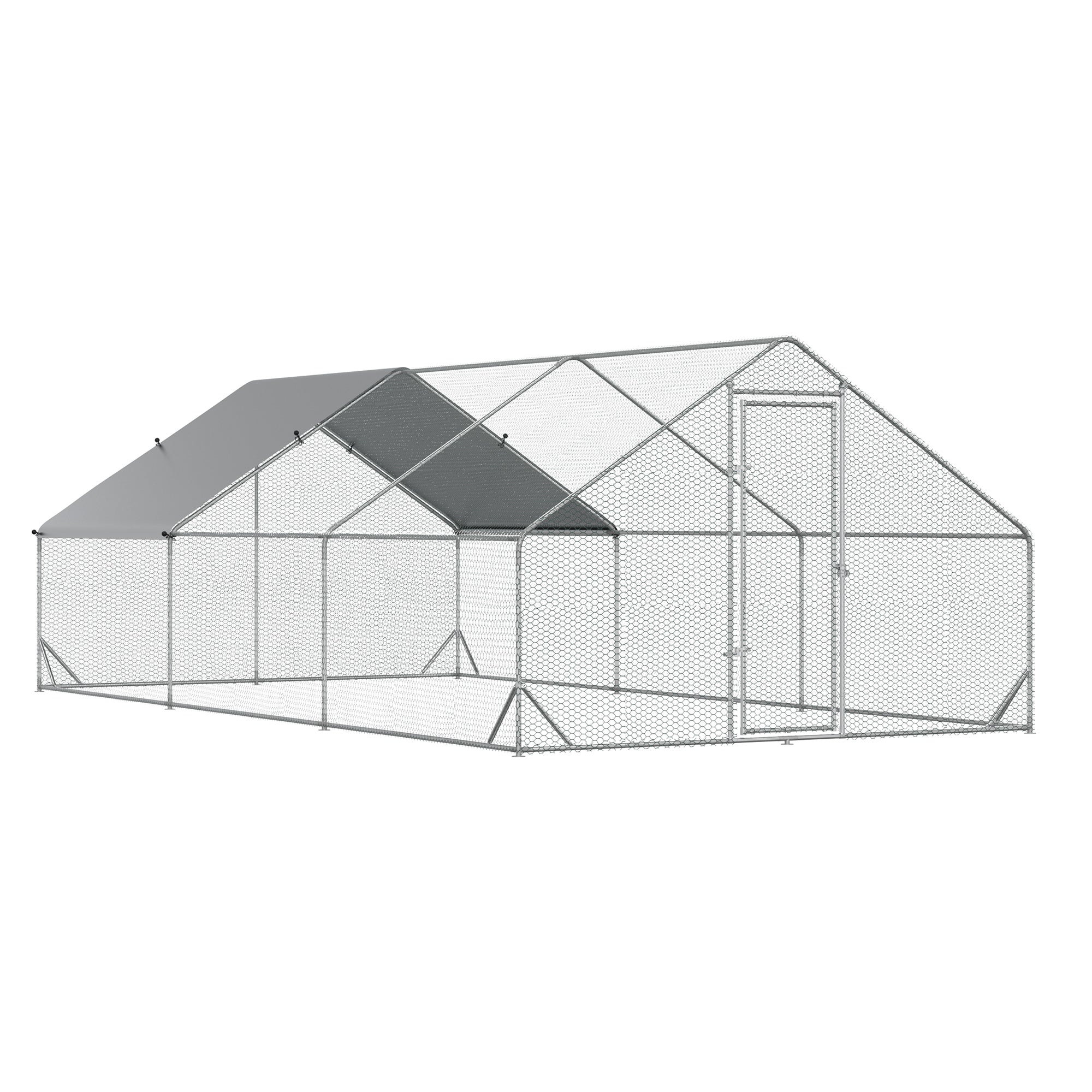 10’ x 20’ x 6.5’ Chicken Coop Cage, Outdoor Hen House w/Cover & Lockable Door