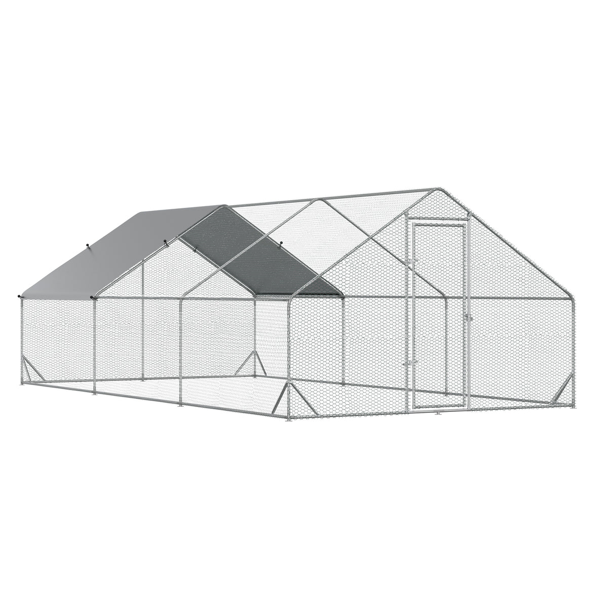 10’ x 20’ x 6.5’ Chicken Coop Cage, Outdoor Hen House w/Cover & Lockable Door