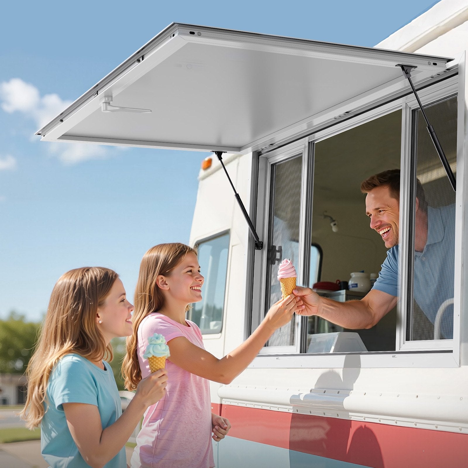 60x36in Concession Stand Serving Window Food Truck Service Awning Aluminum Alloy