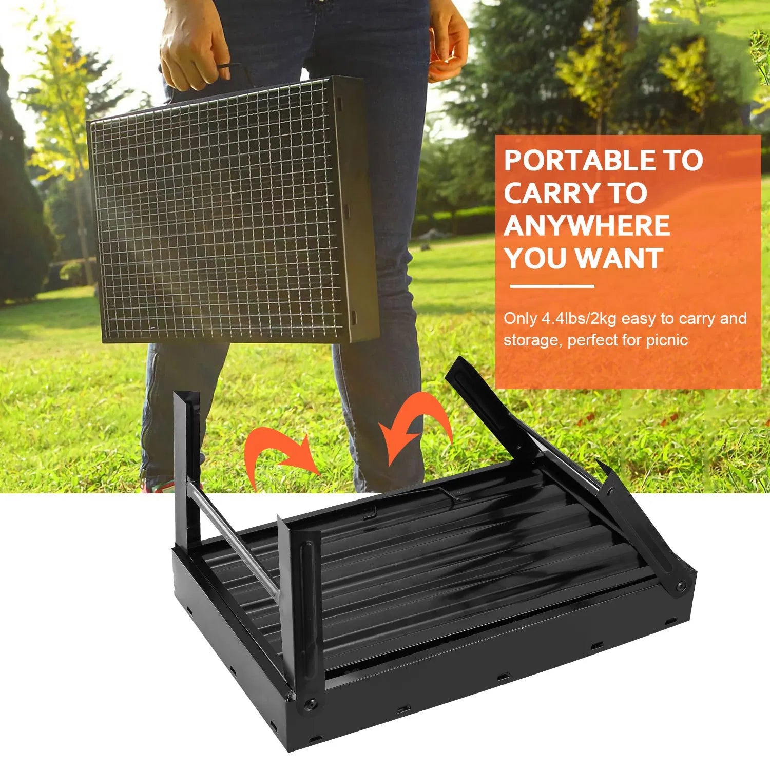 Portable BBQ Grill Foldable Charcoal Grill Lightweight Smoker Grill For Camping Picnics Garden Grilling