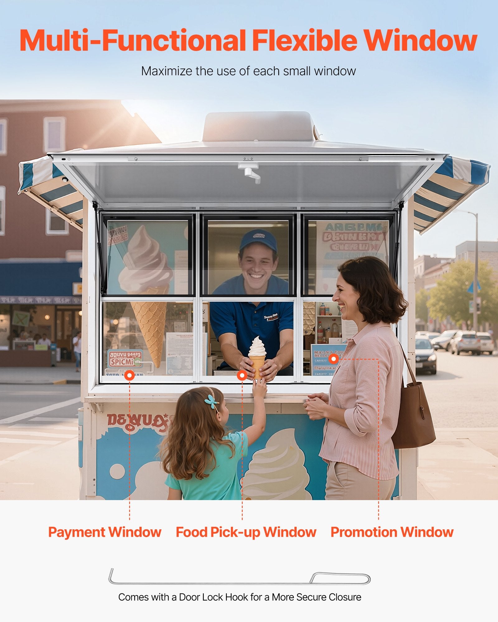 60x36in Concession Stand Serving Window Food Truck Service Awning Aluminum Alloy