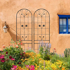 2 Pack Metal Garden Trellis 86.7" X 19.7" Rustproof Trellis For Climbing Plants Outdoor Flower Support Black