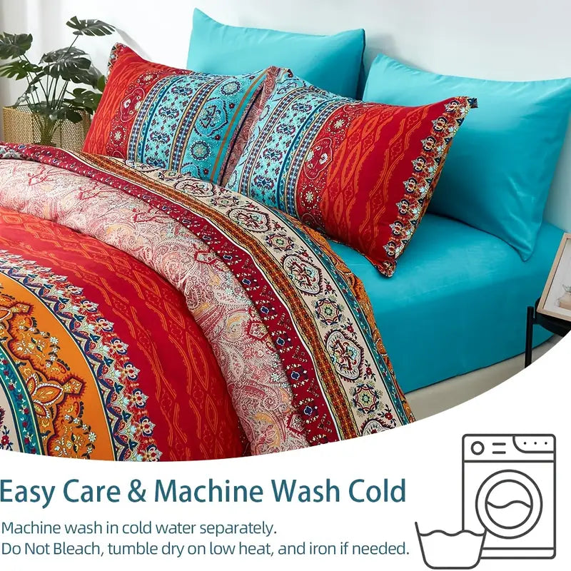 Boho Red Duvet Cover