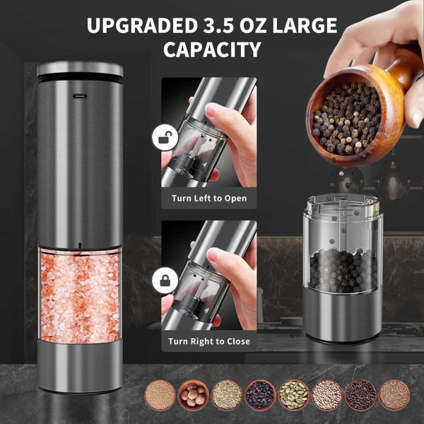 2 Sets Of Electric Salt And Pepper Grinders - Battery-powered, Adjustable For Grinding Fineness, Suitable For Home Kitchens, Made Of Durable Plastic (not Available On Walmart Platform)