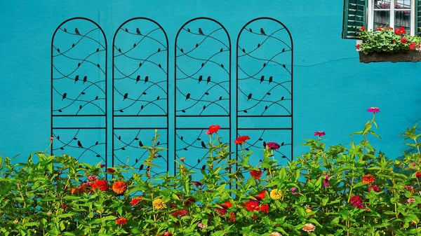 4 Pack Metal Garden Trellis 71" X 19.7" Rustproof Trellis For Climbing Plants Outdoor Flower Support Bird Deco Black