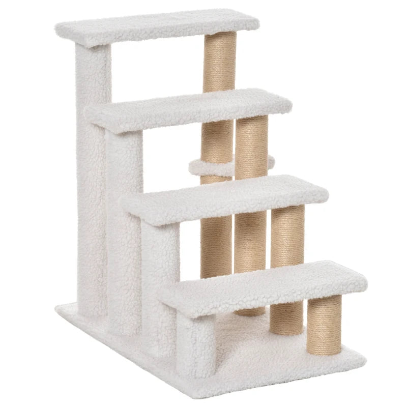 4 Levels Cat Steps With Scratching Posts For High Bed