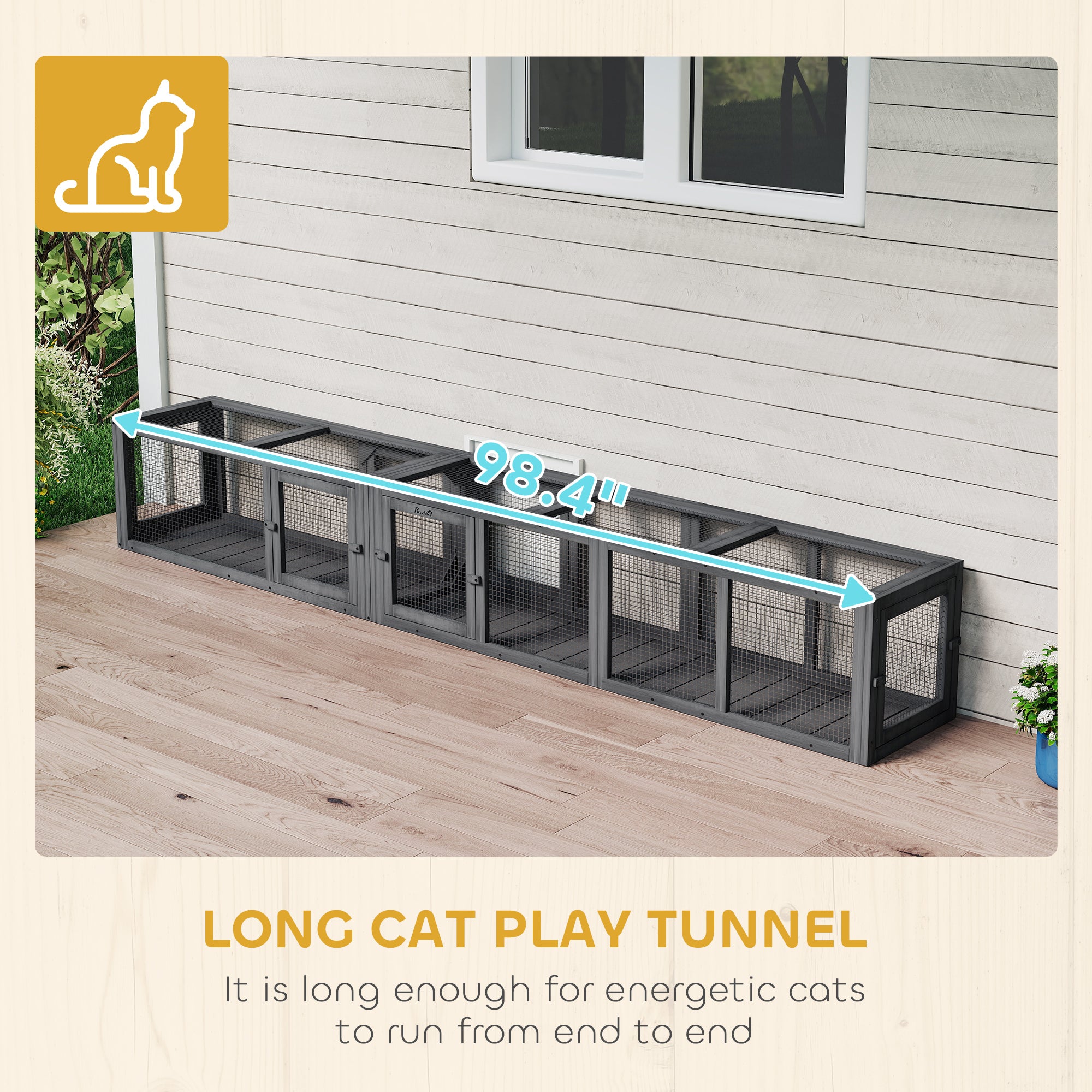 Wooden Cat Tunnel For Outdoor With Combinable Design