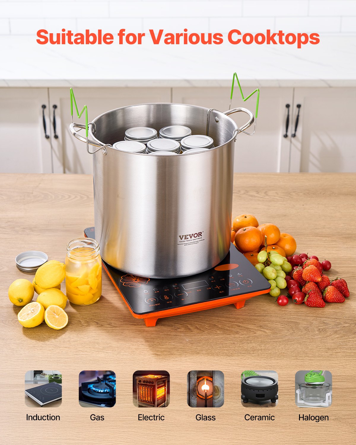 Canning Pot With Rack And Glass Lid 21 QT Stainless Steel Waterbath Canner