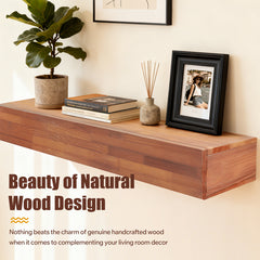 72" Rustic Wood Fireplace Mantel,Wall-Mounted & Floating Shelf For Home Decor