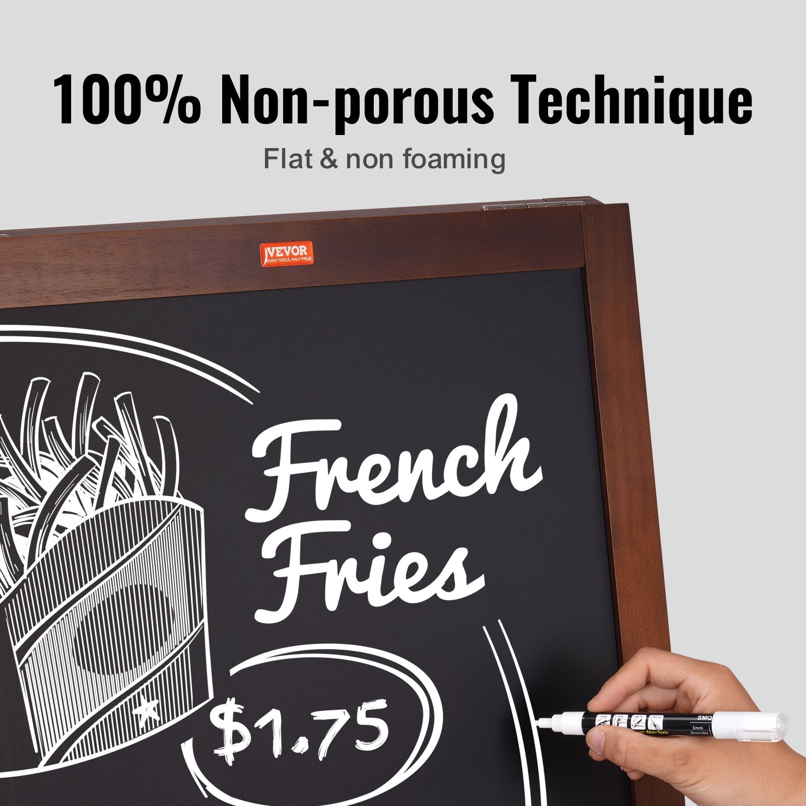 A Frame Chalkboard Sign, Double-Sided Sidewalk Signs, Freestanding Vintage Wooden Chalk Board With Chalks & Magnetic Eraser, Rustic Brown Outdoor Sandwich Board, 20"x40", Kitchen Home Wedding