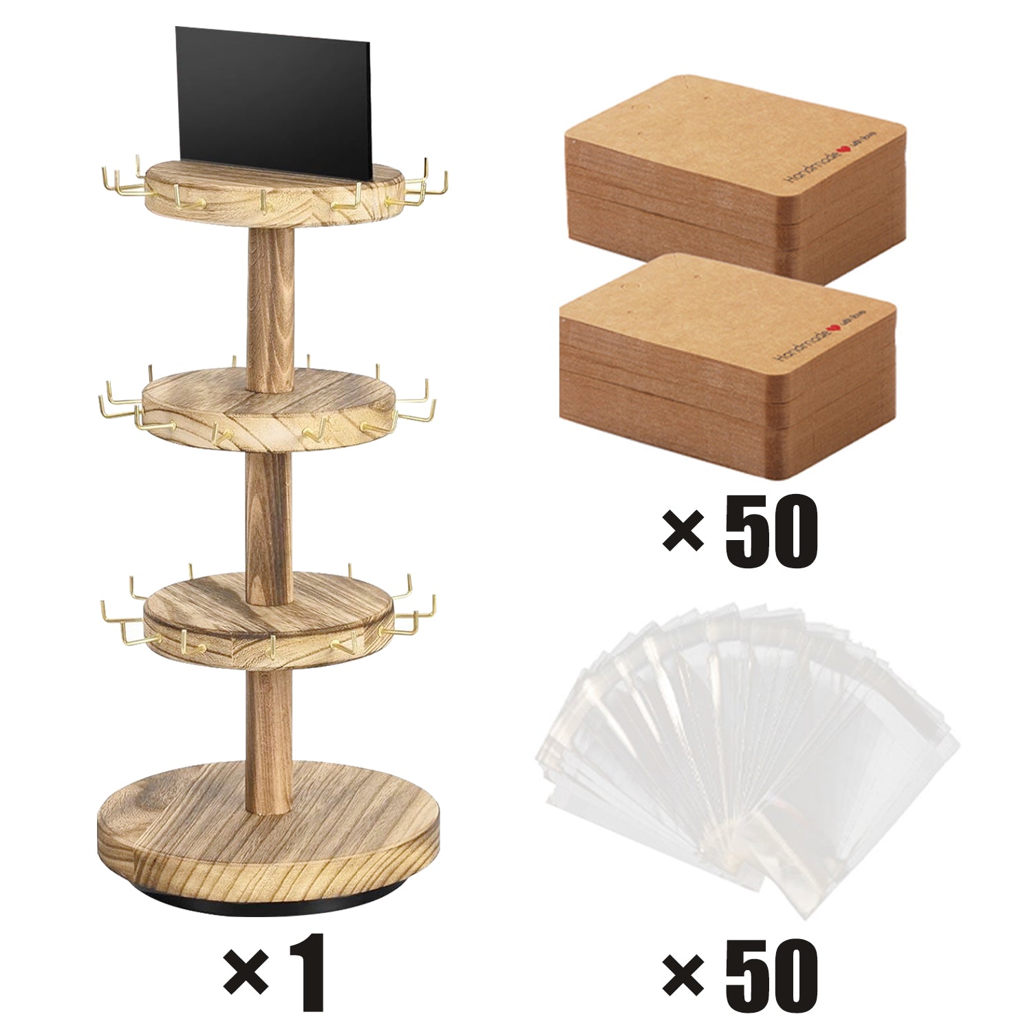 360 Rotating Earring Display Stands With 50 Earring Holder Cards