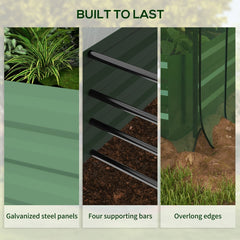 Galvanized Steel Planter Box With Crop Cage And Shade Cloth, Raised Garden Bed-Green