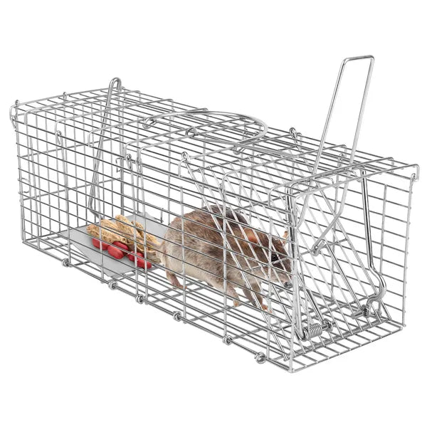Foldable Rat Trap Cage Humane Live Rodent Trap Cage Galvanized Iron Mice Mouse Control Bait Catch With Detachable L Shaped Rod