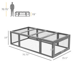 Large Wooden Rabbit Hutch Small Animal Habitat Enclosure Outdoor Run and Lockable Doors - Gray