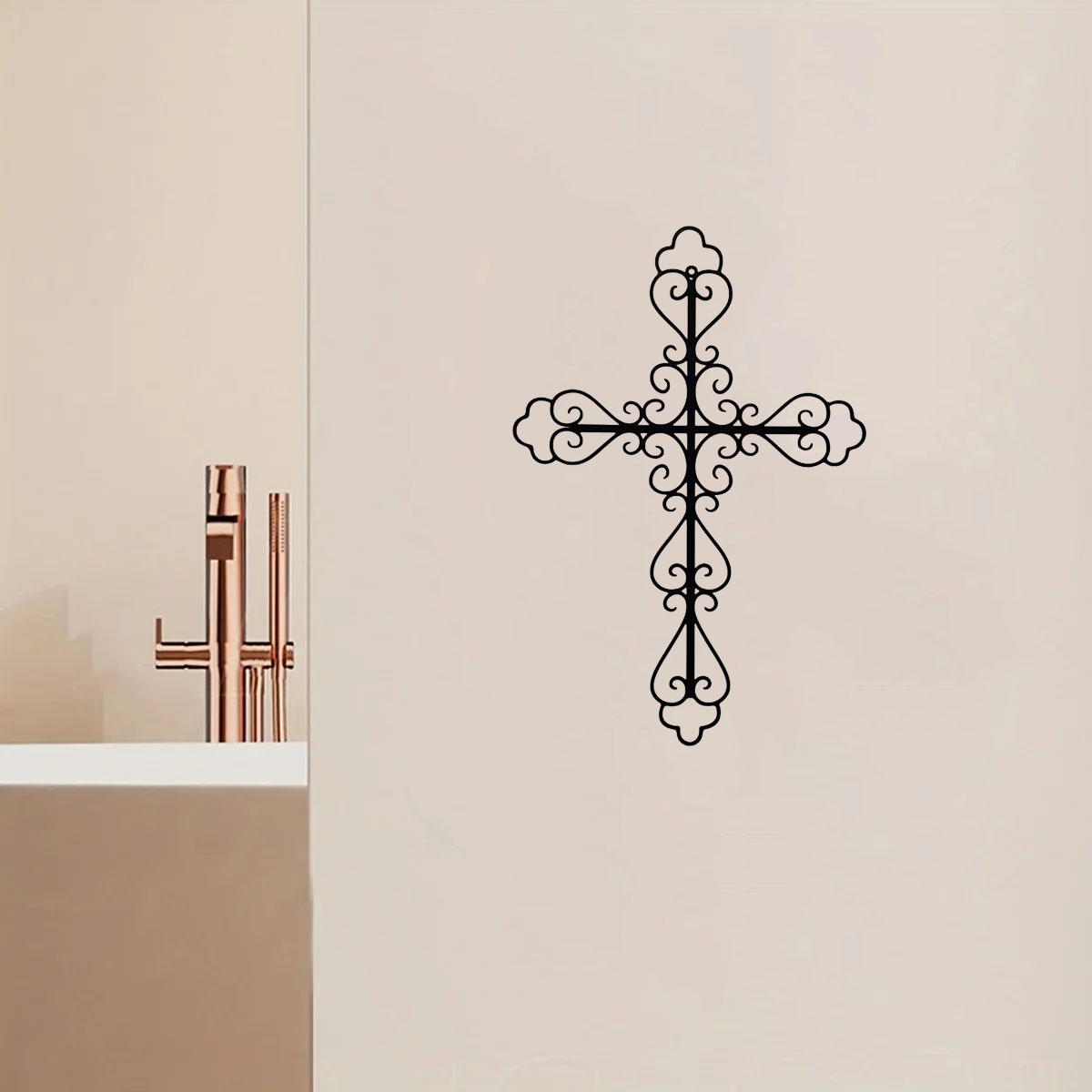1pc Metal Retro Cross Wall Art Decoration, Metal Artwork, Scene Decoration