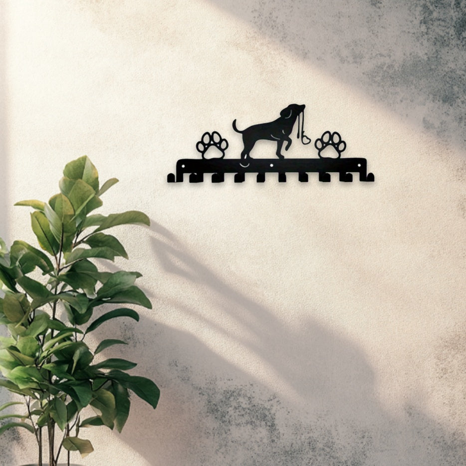 Farmhouse Style Dog Hooks Wall Decor - Rustic Wooden Coat Rack & Key Holder