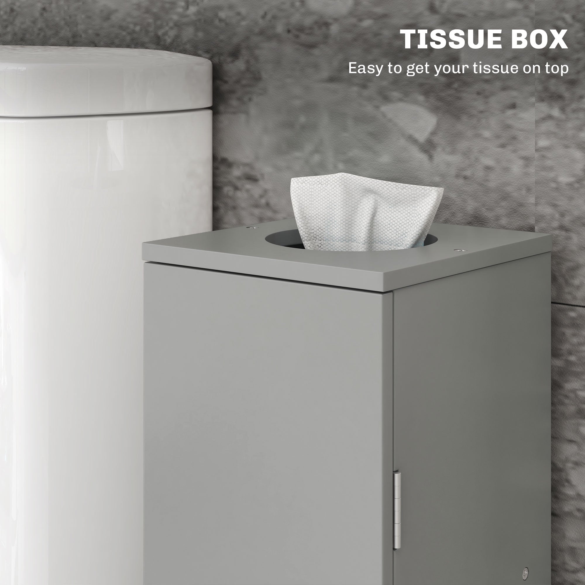 Small Toilet Paper Cabinet, Bathroom Corner Cabinet with Doors and Shelves for Paper Shampoo, Gray