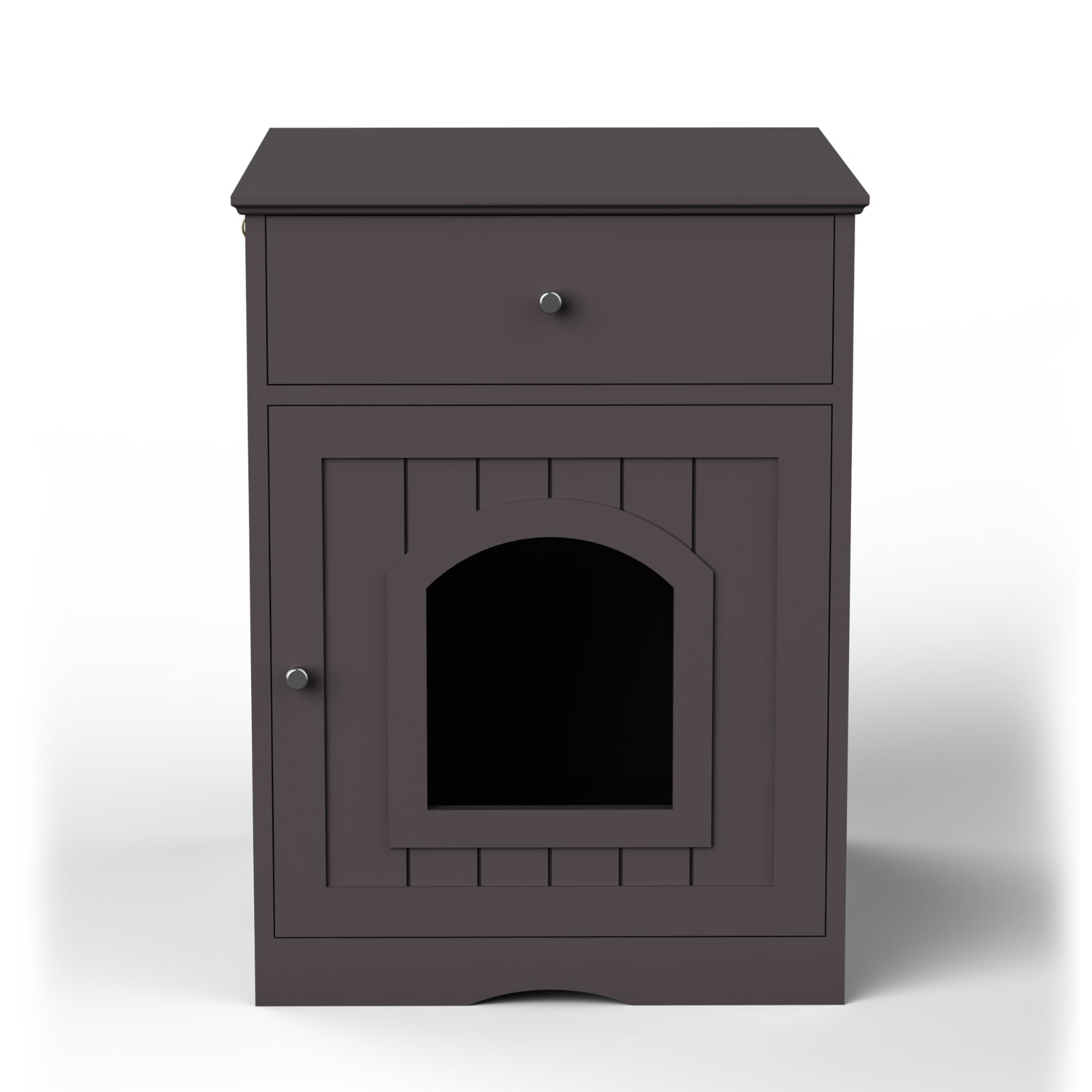 Wooden Pet House Cat Litter Box Enclosure With Drawer & Side Table
