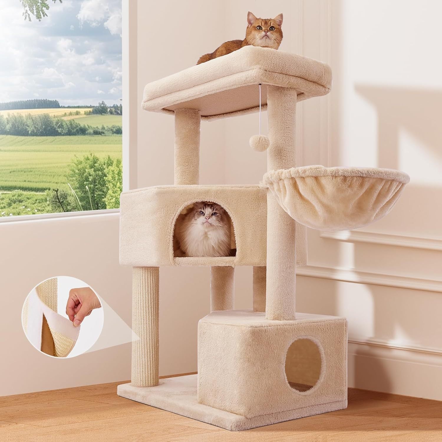 Gardner Pets Large Cat Tree For Medium To Large Cats, Heavy-Duty Cat Tower With Scratch Post And Washable Top Perch. Self-pickup Orders Supported Via FedEx, Amazon Ship, And UPS.
