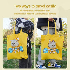Pet Canvas Shoulder Bag, Cute Animal ShapedCat Carrier Canvas Bags,Portable Pet CanvasTote Chest Bag That Can Expose Head,OutdoorTravel Pet Carrier For Cats Dogs Pet Supplies