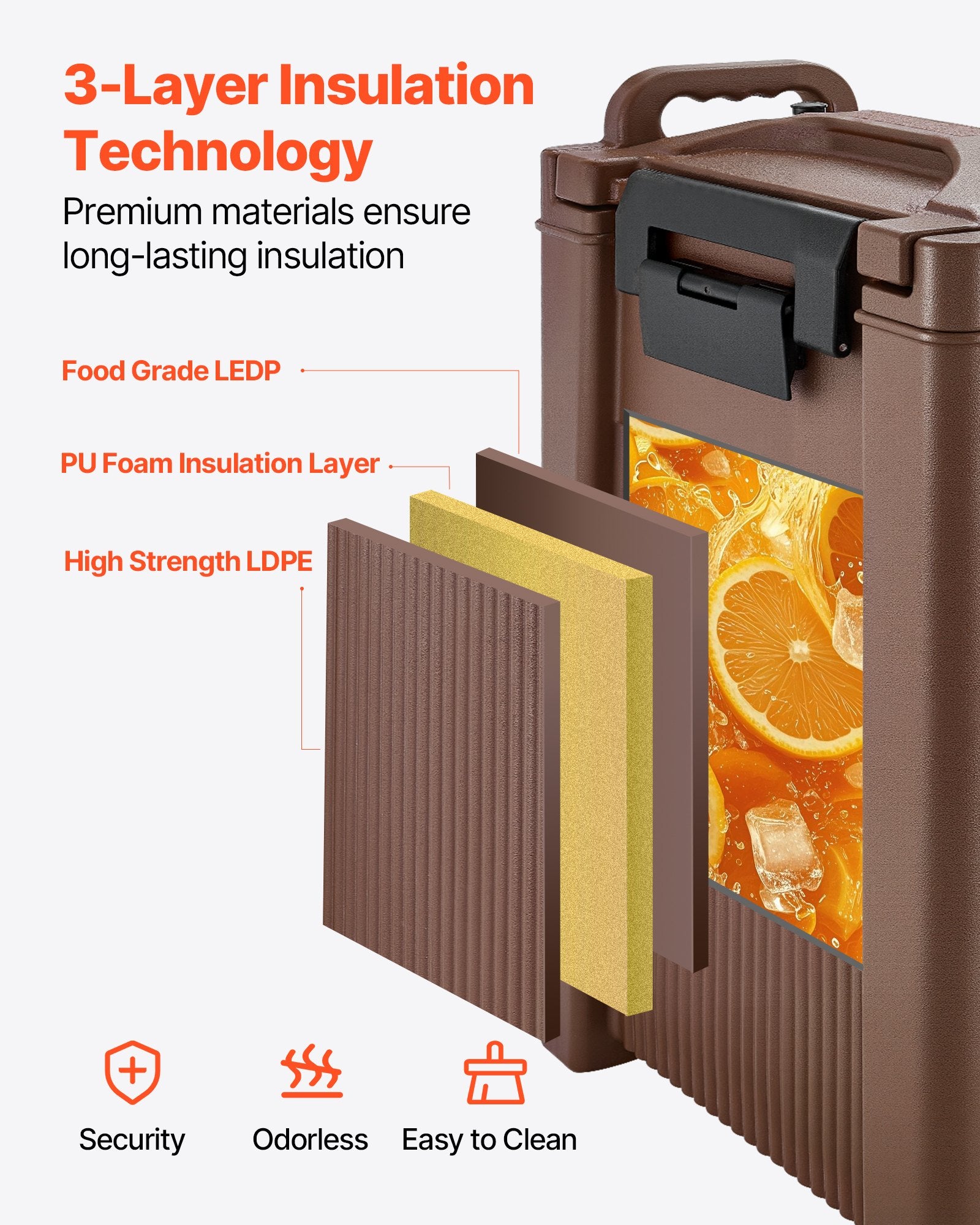 Insulated Hot And Cold Beverage Dispenser 5Gal/19L Food-Grade Drink Server