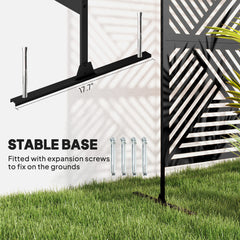 Decorative Privacy Fence Screen, Metal Outdoor Privacy Screen Climbing Plant Trellis With Stand, Rhombus Black