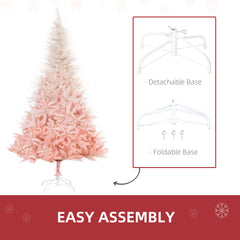 HOMCOM 6ft Unlit Spruce Artificial Christmas Tree With Realistic Branches And 800 Tips, Pink