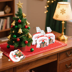 3D Christmas Goody Gift Boxes With Transparent Bags For Holiday Xmas Goodie Paper Boxes, School Classroom Party Favor Supply, Santa Claus Design Candy Treat Cardboard Cookie Box For Xmas G