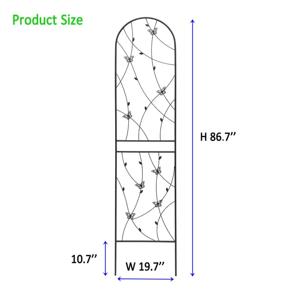 4 Pack Metal Garden Trellis 86.7" X 19.7" Rustproof Trellis For Climbing Plants Outdoor Flower Support Butterfly Deco Black