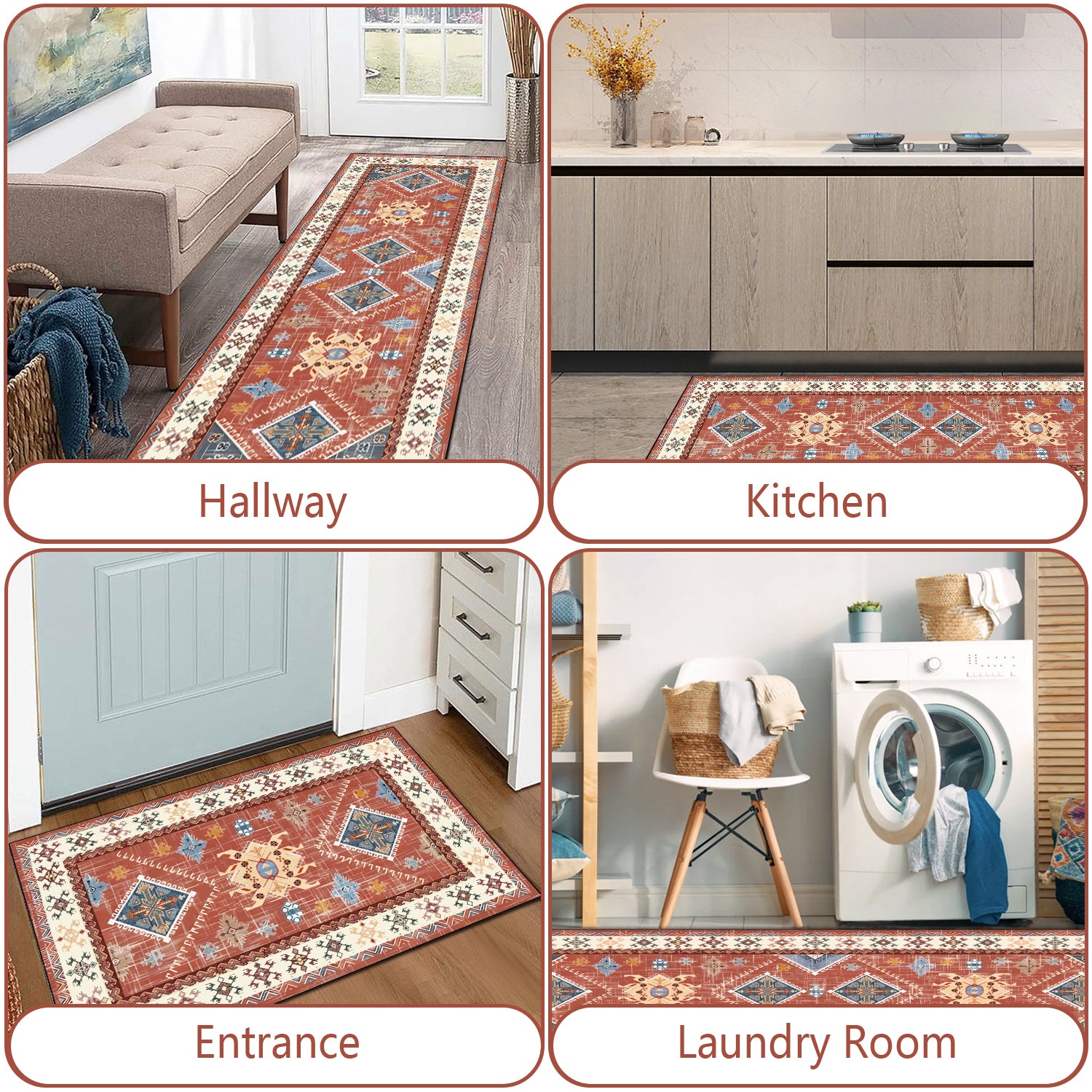 Boho Kitchen Rug Sets 3 Piece With Runner Non Slip Kitchen Rugs And Mats Washable Kitchen Mats For Floor Thick Kitchen Floor Mat Carpet Runner Rugs For Hallway Laundry Holiday Decor