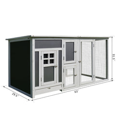 32" Luxury Large Outdoor Open Covered Chicken Coop House with Run and Nesting Box and