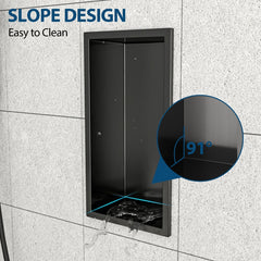 13 X 7in Stainless Steel Shower Niche - Gunmetal Black, Waterproof, Easy Installation, Corrosion-Resistant