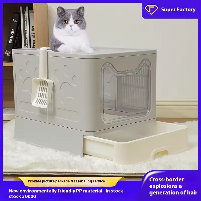Front-entry Enclosed Extra-large Cat Litter Box With A Litter Collection Cover And A Large Scoop For Cats