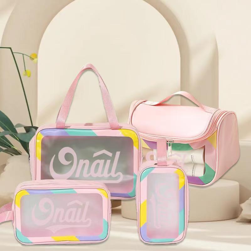 Upgraded Black Simple Bathroom Essential Toiletry Bag Four-piece Set