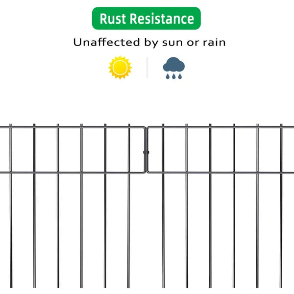10PC 13inch*17inch Black Metal Protective Decorative Garden Fence, Animal Barrier, Yard And Lawn Isolation Fence, Outdoor Wrought Iron Fence