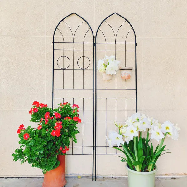 4 Pack Metal Garden Trellis 78.7" X 19.7" Rustproof Trellis For Climbing Plants Outdoor Flower Support Black