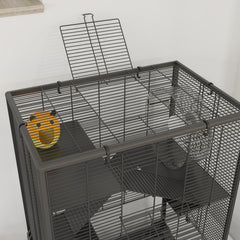 4 Tier Hamster Cage with Deep Tempered Glass Bottom, Running Wheel, Hut, Water Bottle, Food Dish, 24" x 16" x 31.5"