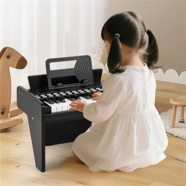 25 Keys Mini Digital Piano For Kids Age 3+, Lighted Teaching Mode With 6 Tones & 15 Demo Songs-Black