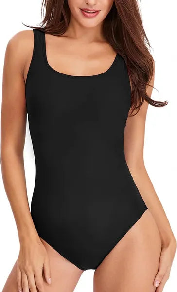 Women's One Piece Swimsuit Tummy Control Bathing Suit Sculpt Slimming Scoop Neck