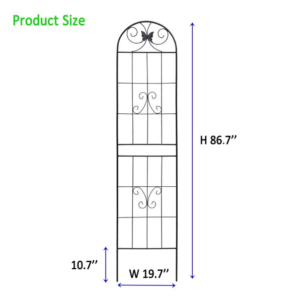 4 Pack Metal Garden Trellis 86.7" X 19.7" Rustproof Trellis For Climbing Plants Outdoor Flower Support Black
