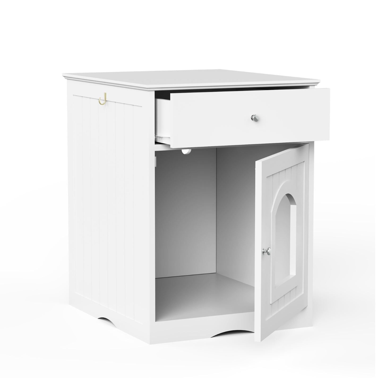 Wooden Pet House Cat Litter Box Enclosure, Side Table, Indoor Crate