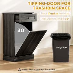 Kitchen Tilt Out Trash Bin Cabinet Free Standing Storage Cabinet with Drawer, Charcoal Gray