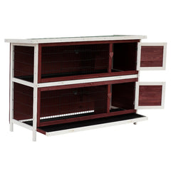 54 2-Story Large Rabbit Hutch Bunny Cage Pet House Small Animal Habitat With Lockable Doors