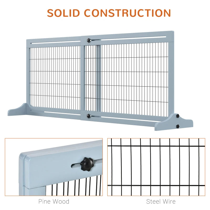 Extra Wide Freestanding Pet Gate With Adjustable Length Dog