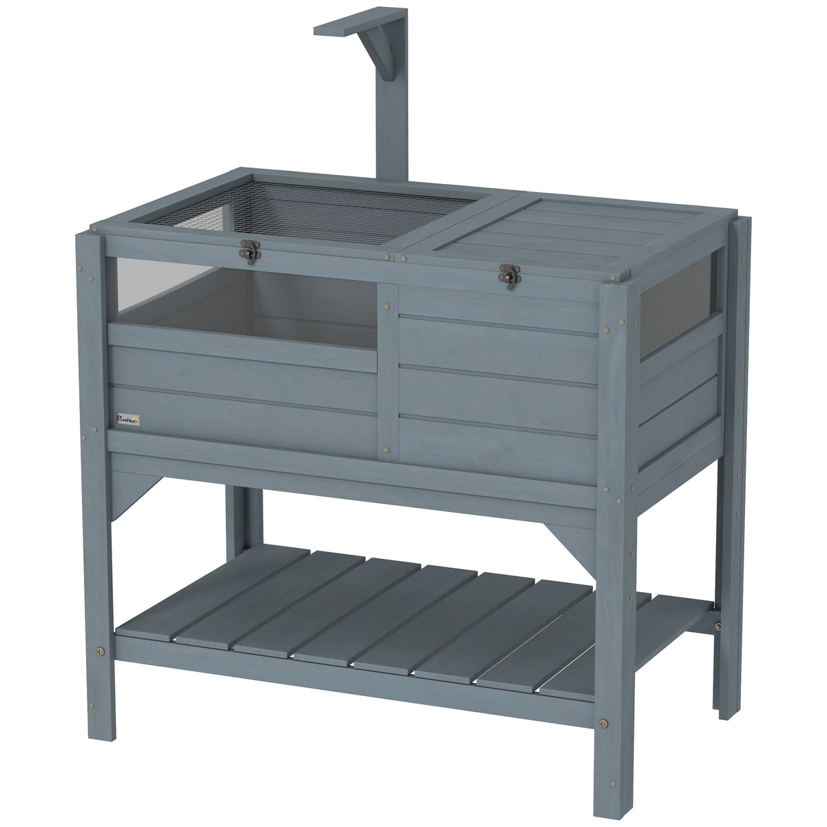 Tortoise Habitat with Shelf Storage Tortoise Gift Accessory with Weather Protection for Indoor, Gray