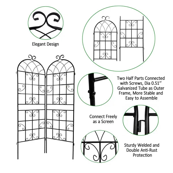 2 Pack Metal Garden Trellis 71" X 19.7" Rustproof Trellis For Climbing Plants Outdoor Flower Support